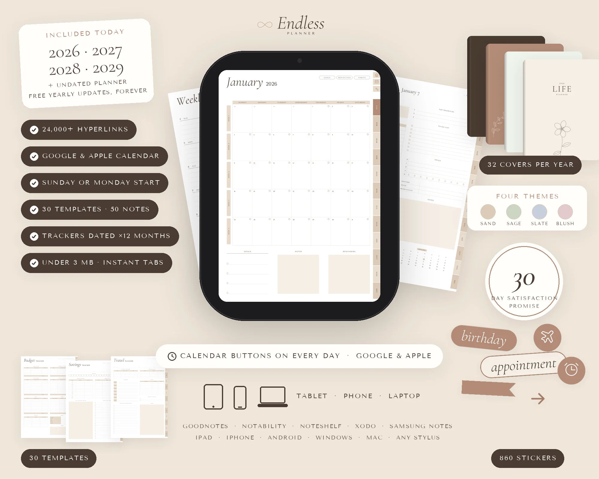 Everything included in Endless Planner